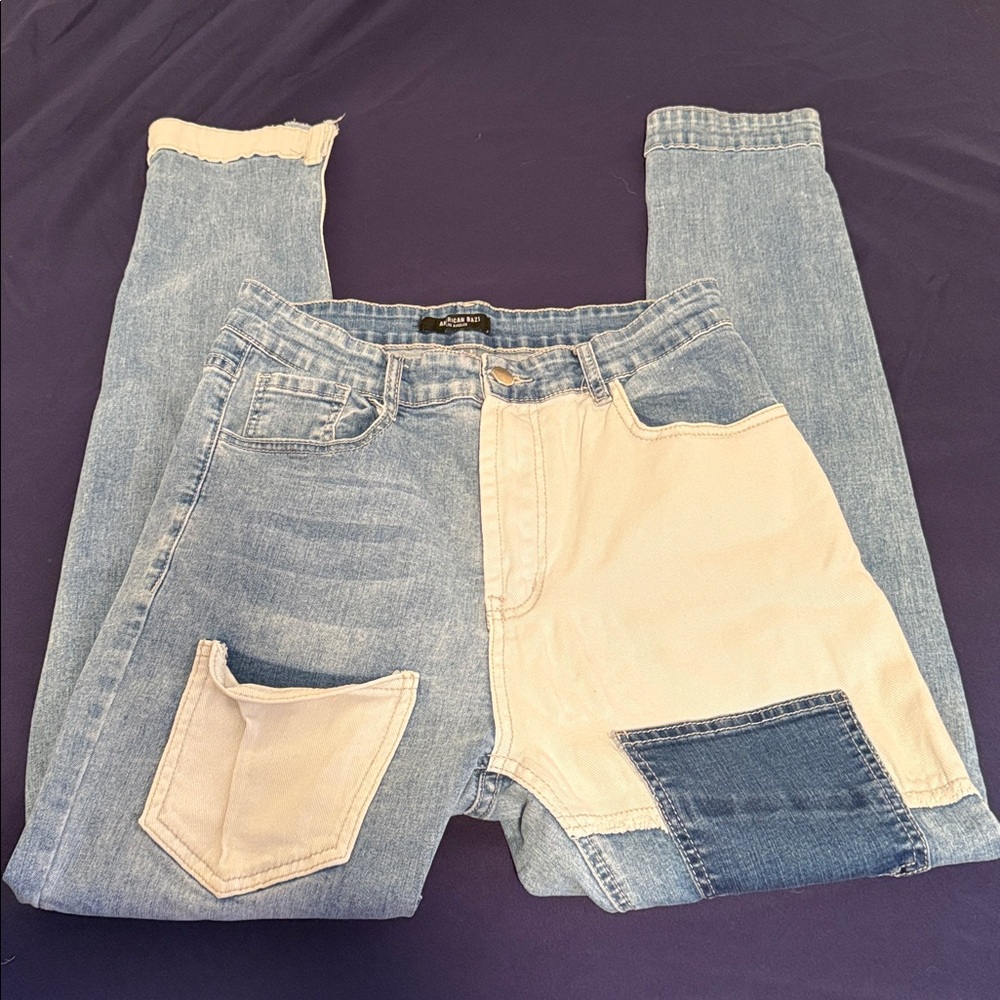 American Bazi Los Angelos Two-Tone Patchwork Jeans-Size 9